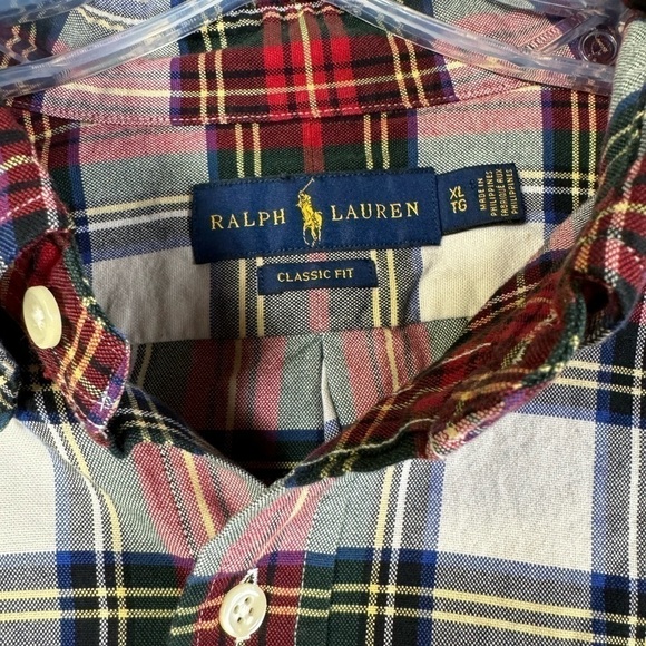 Ralph Lauren Classic Fit Plaid Print Long Sleeve size XL - Picture 3 of 6